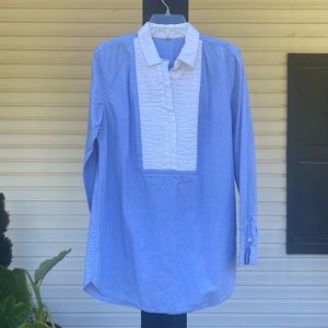 J Crew Blue and white tuxedo shirt tunic. Size Small.